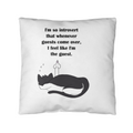 When Guests Arrive, I Become the Guest — Funny Introvert Cat Pillow