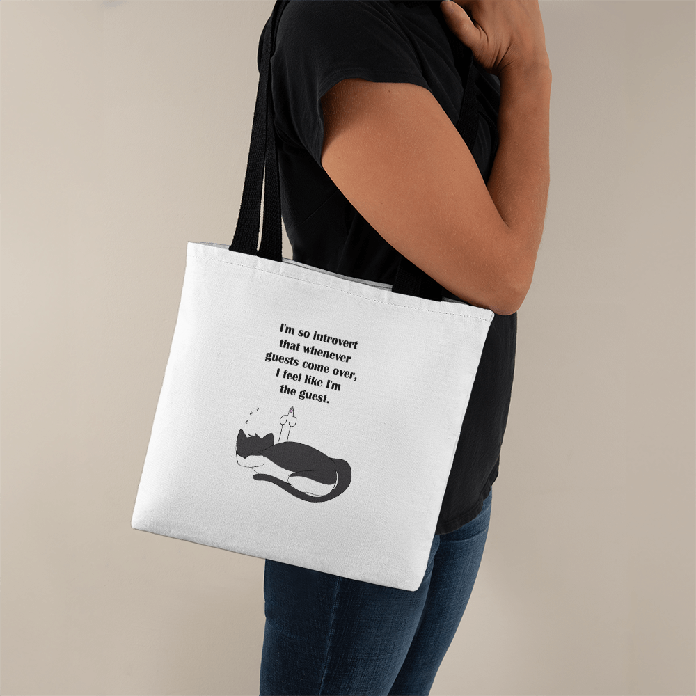 When Guests Arrive, I Become the Guest — Funny Introvert Cat Tote bag