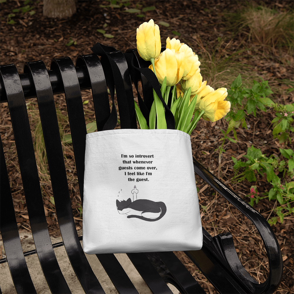 When Guests Arrive, I Become the Guest — Funny Introvert Cat Tote bag