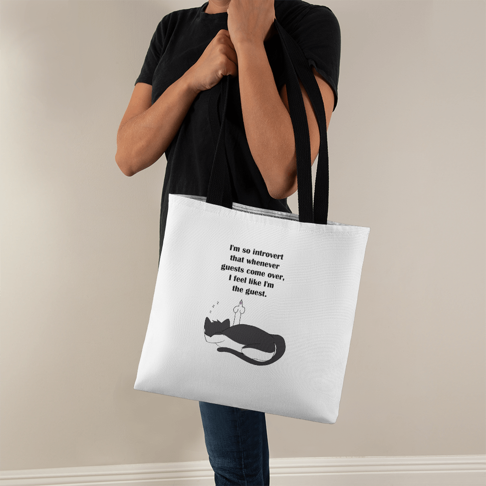When Guests Arrive, I Become the Guest — Funny Introvert Cat Tote bag