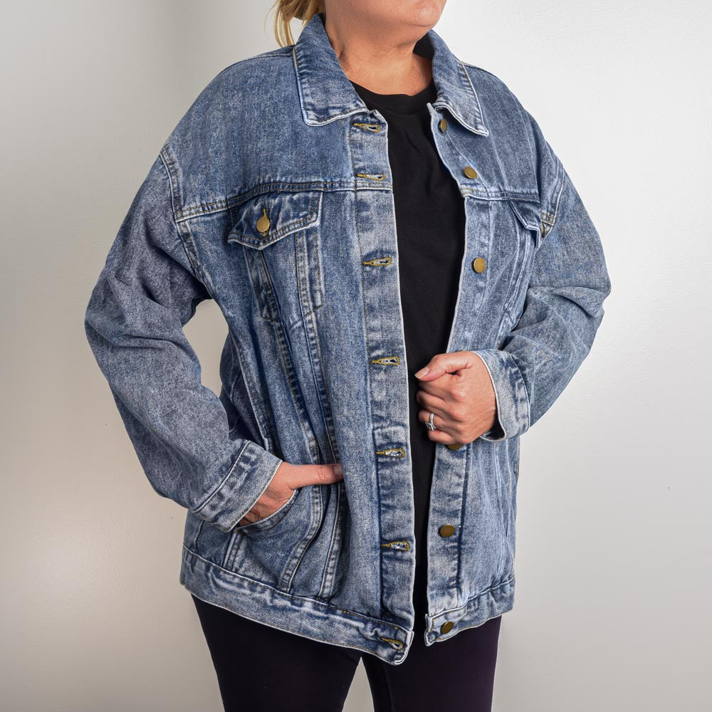 Custom Design Oversized Women's DTG Denim Jacket