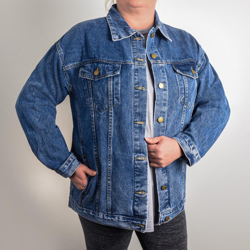 Custom Design Oversized Women's DTG Denim Jacket