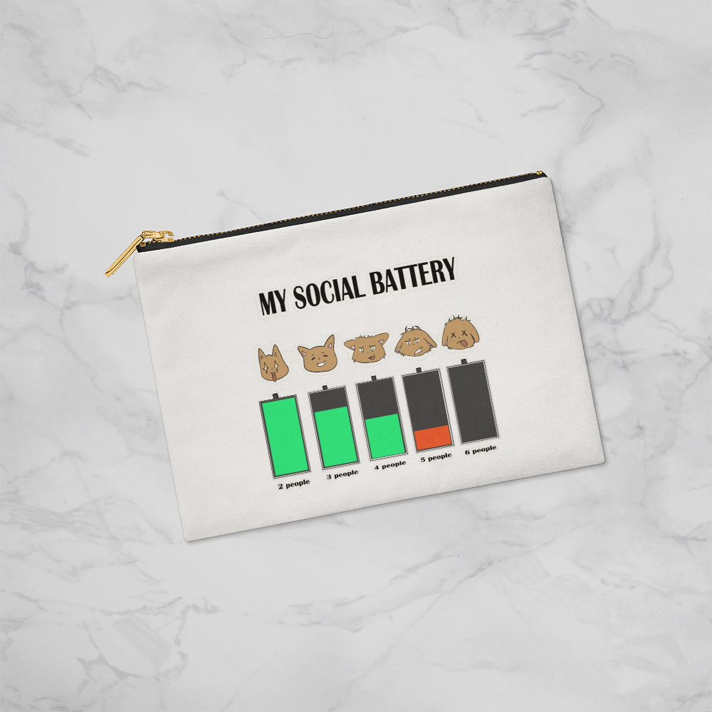 My Social Battery — Funny Introvert Cat Pencil Case