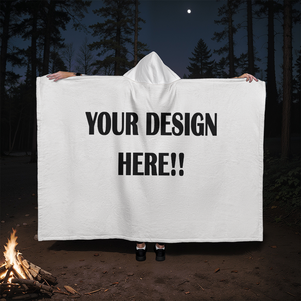 Custom Design Hooded Sherpa Fleece Blanket
