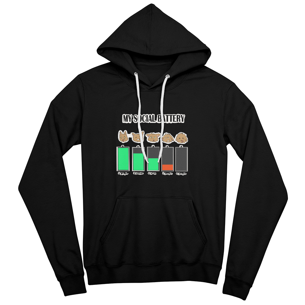 My Social Battery — Funny Introvert Cat Pullover Hoodie