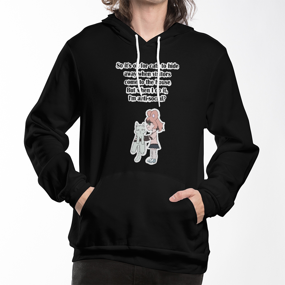 Anti-Social? No, Just Cat-Level Selective — Bella + Canvas 3719 Pullover Hoodie