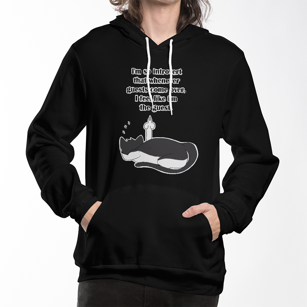I Feel Like the Guest Pullover Hoodie — Funny Introvert Cat