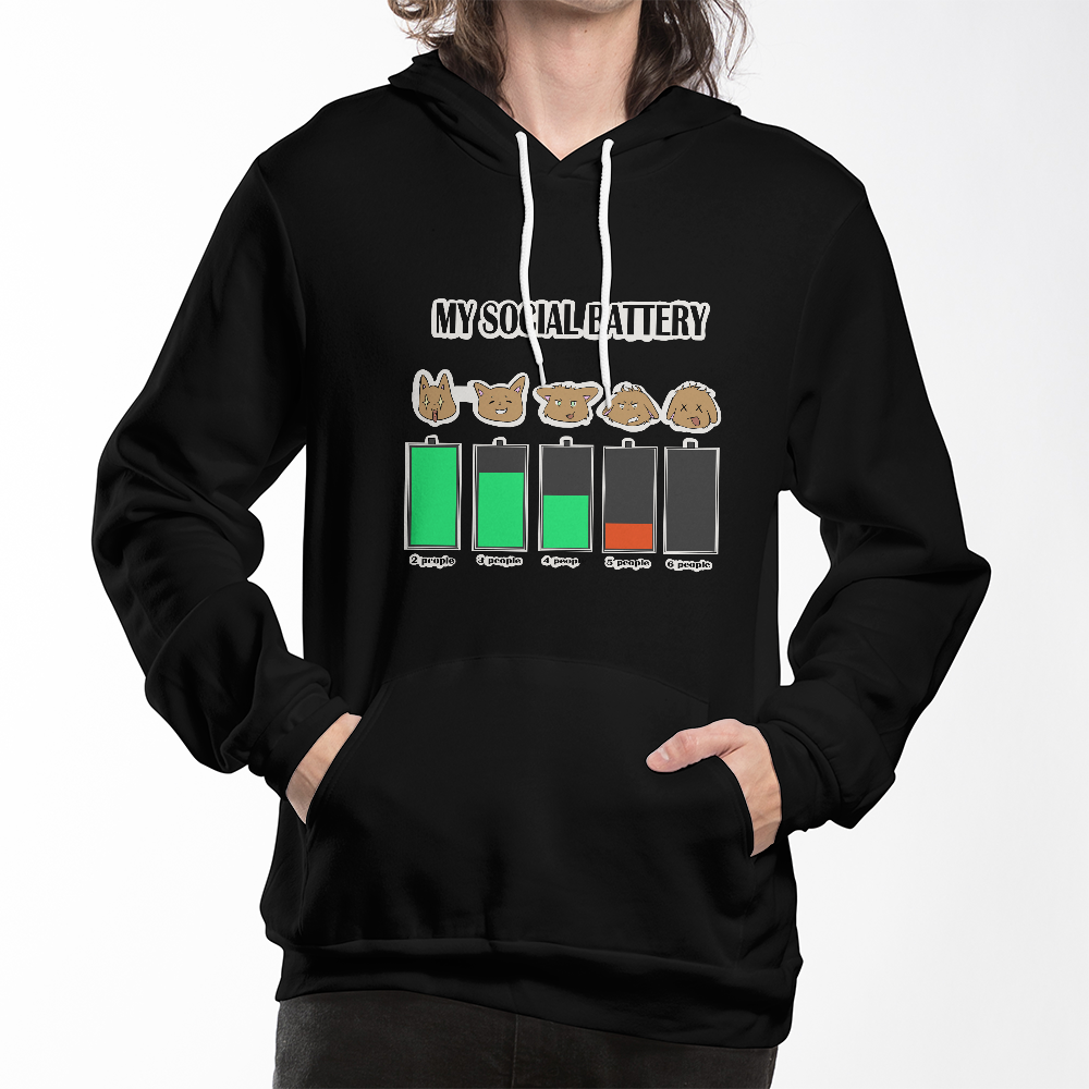 My Social Battery — Funny Introvert Cat Pullover Hoodie