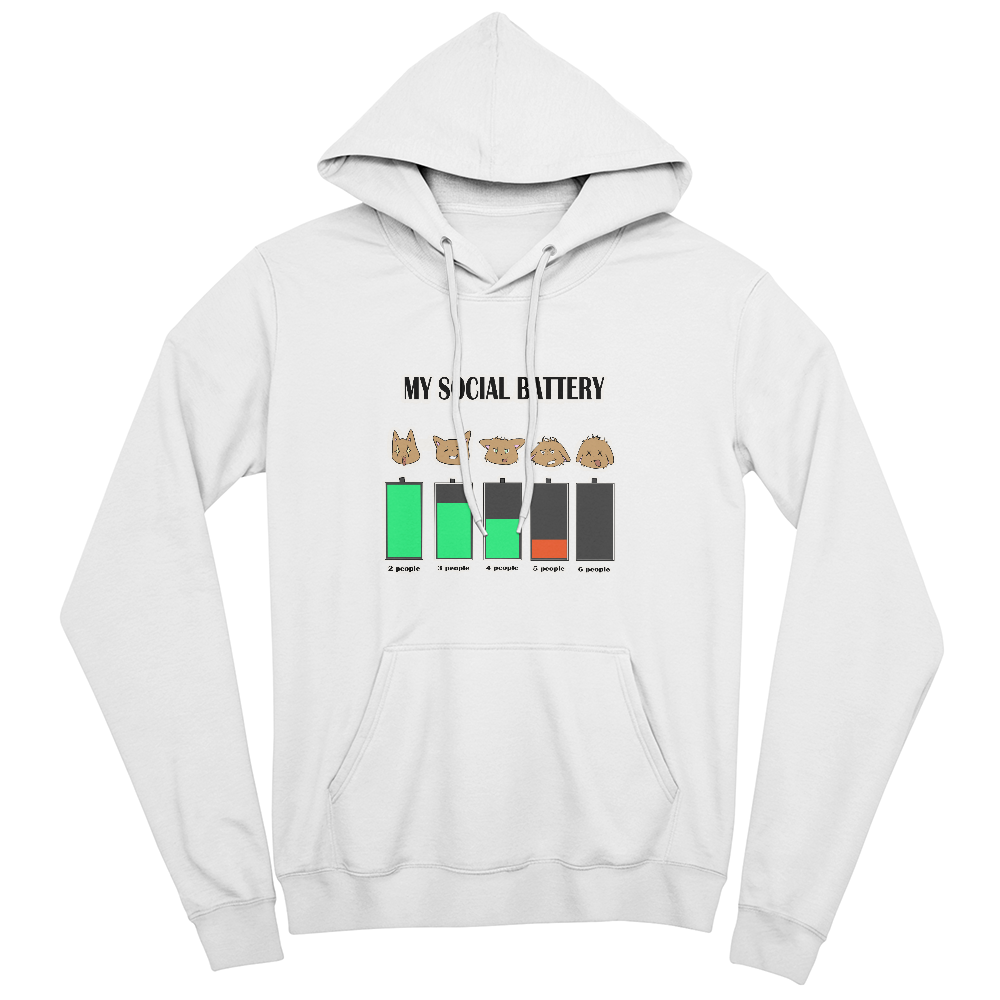 My Social Battery — Funny Introvert Cat Pullover Hoodie
