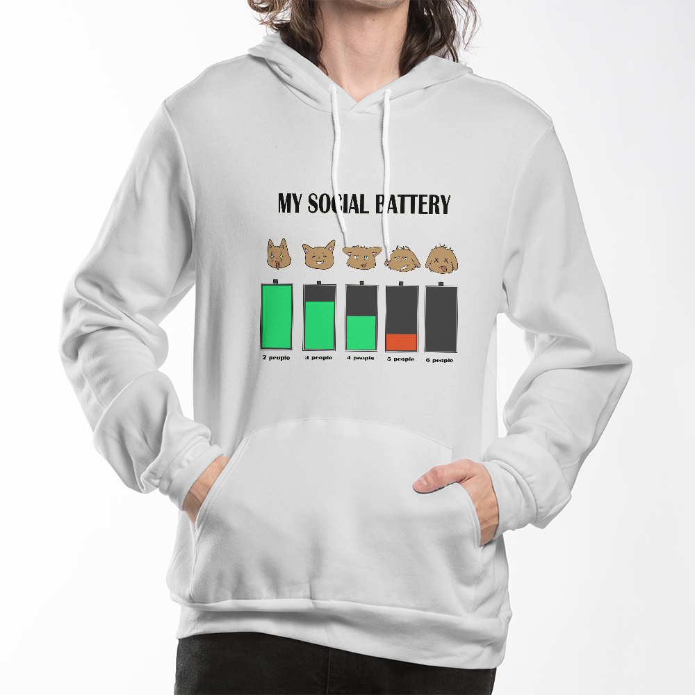 My Social Battery — Funny Introvert Cat Pullover Hoodie