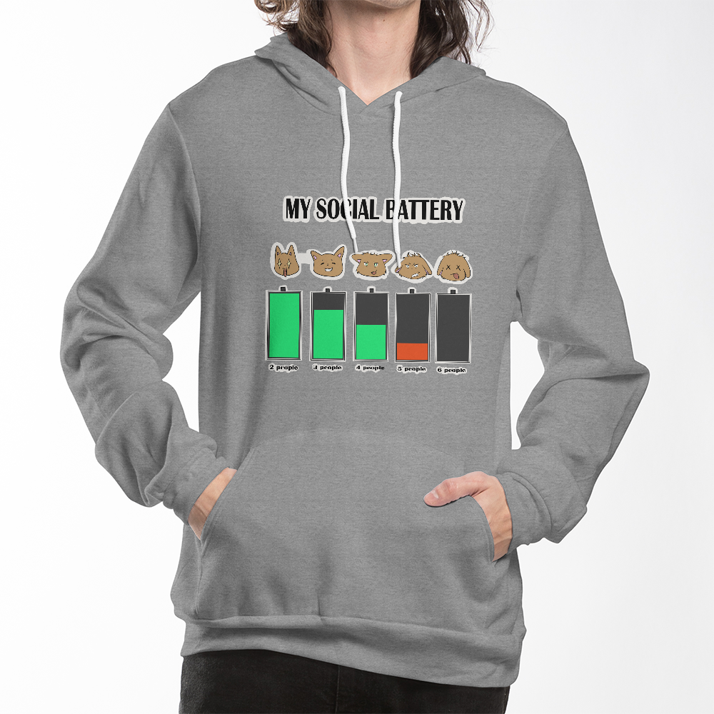 My Social Battery — Funny Introvert Cat Pullover Hoodie