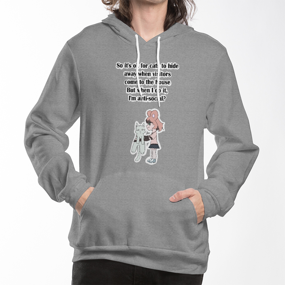 Anti-Social? No, Just Cat-Level Selective — Bella + Canvas 3719 Pullover Hoodie