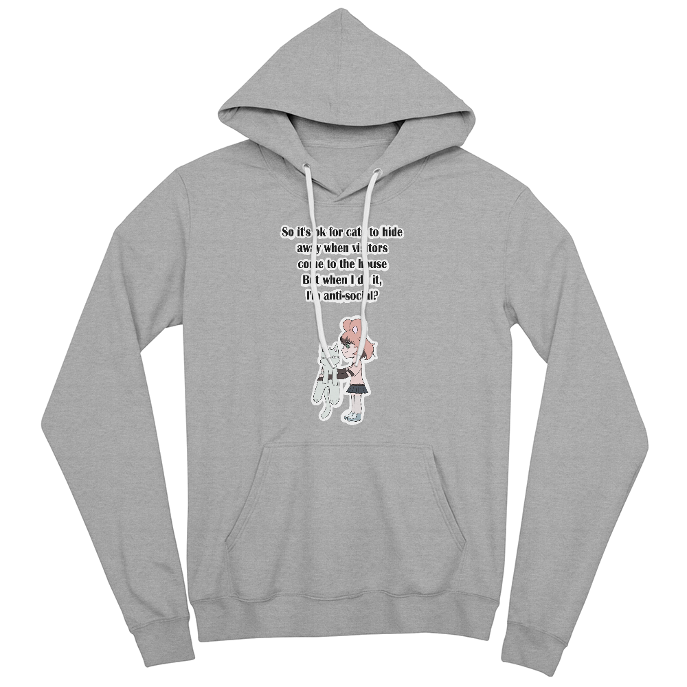 Anti-Social? No, Just Cat-Level Selective — Bella + Canvas 3719 Pullover Hoodie