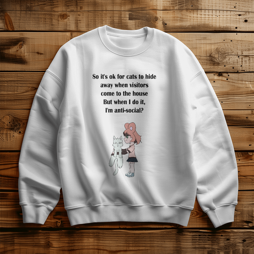 Anti-Social? No, Just Cat-Level Selective — Gildan 18000 Unisex Crewneck Sweatshirt