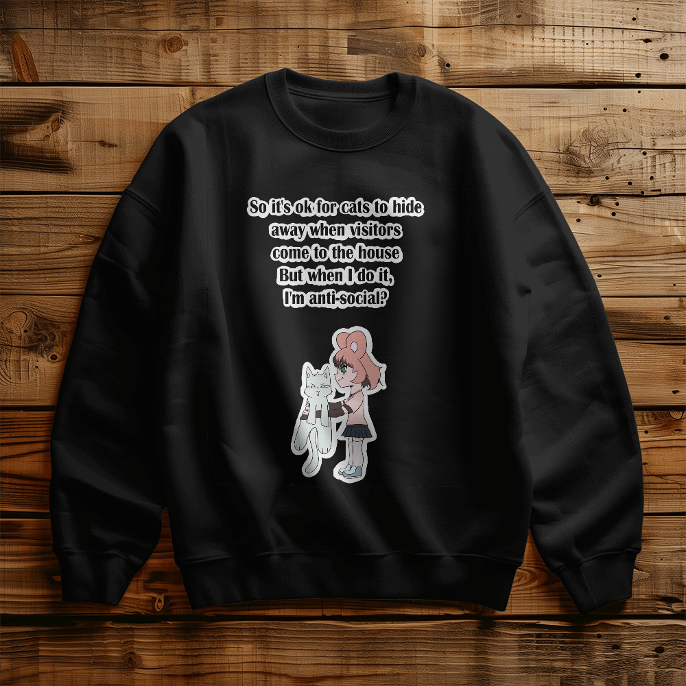 Anti-Social? No, Just Cat-Level Selective — Gildan 18000 Unisex Crewneck Sweatshirt