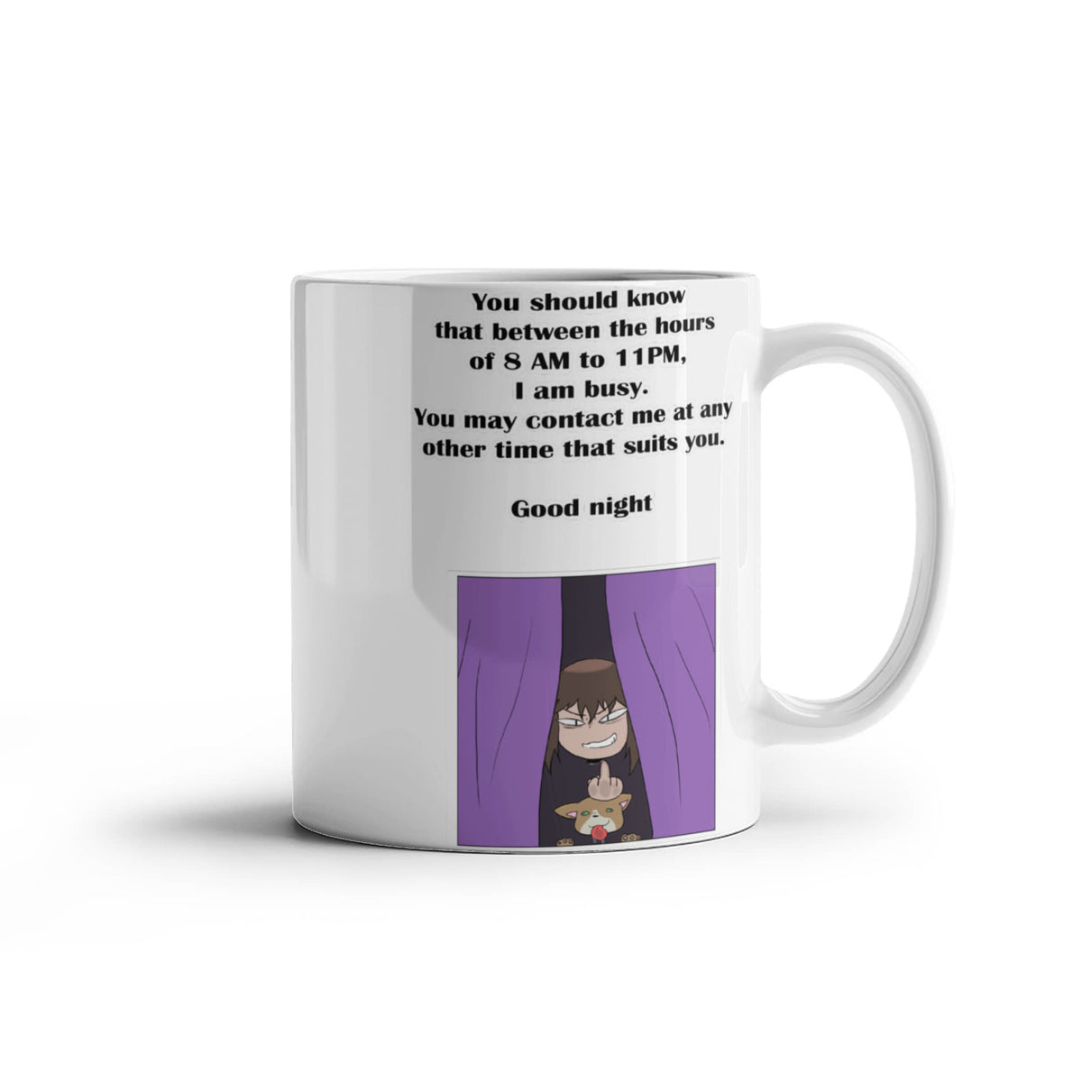I Am Busy 8AM–11PM — Night Owl White Mug