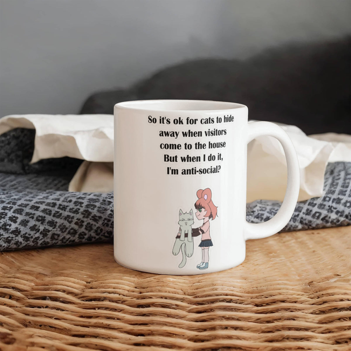 Anti-Social? Cats Do It Too — Funny White Mug