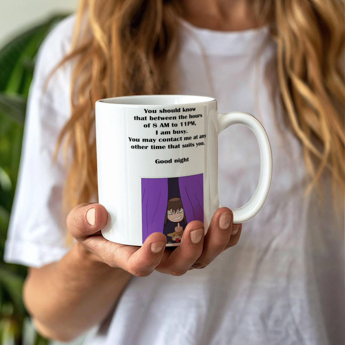 I Am Busy 8AM–11PM — Night Owl White Mug