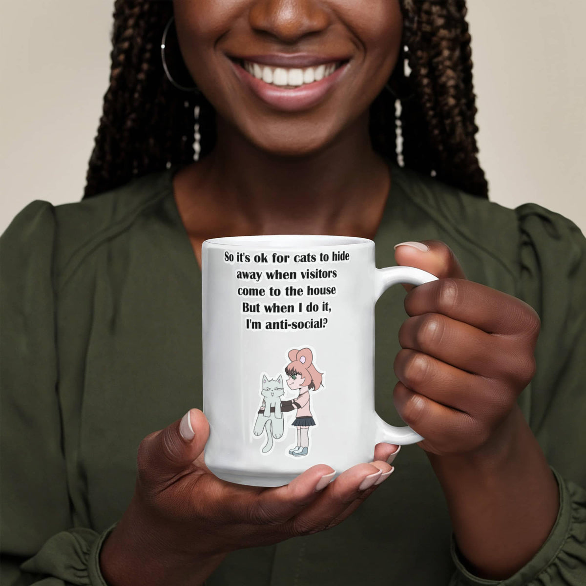 Anti-Social? Cats Do It Too — Funny White Mug