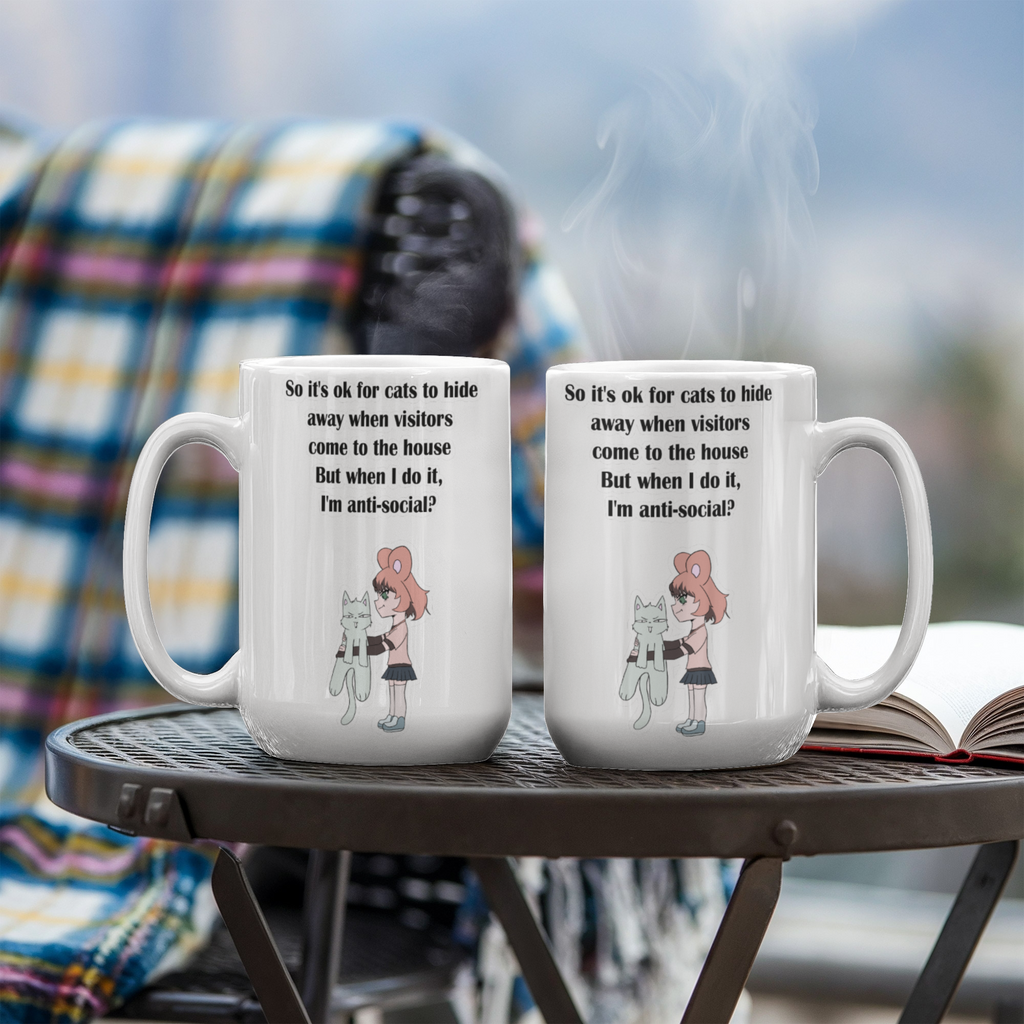 Anti-Social? Cats Do It Too — Funny White Mug