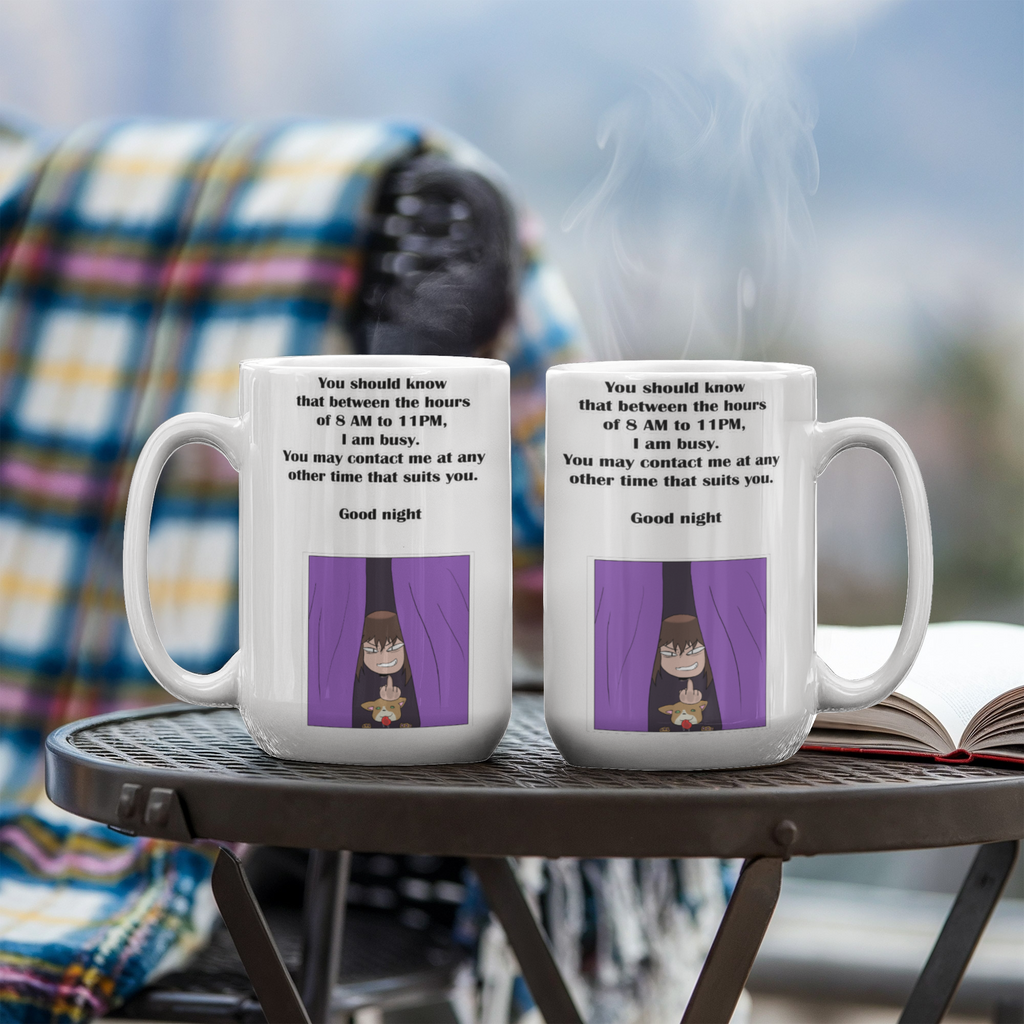 I Am Busy 8AM–11PM — Night Owl White Mug