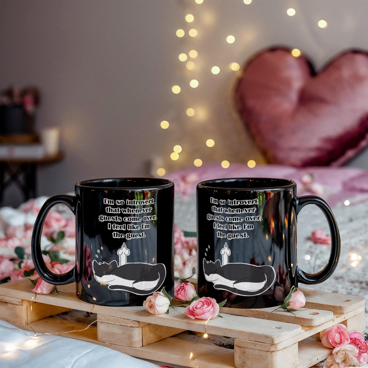 When Guests Arrive, I Become the Guest — Funny Introvert Cat Black Mug