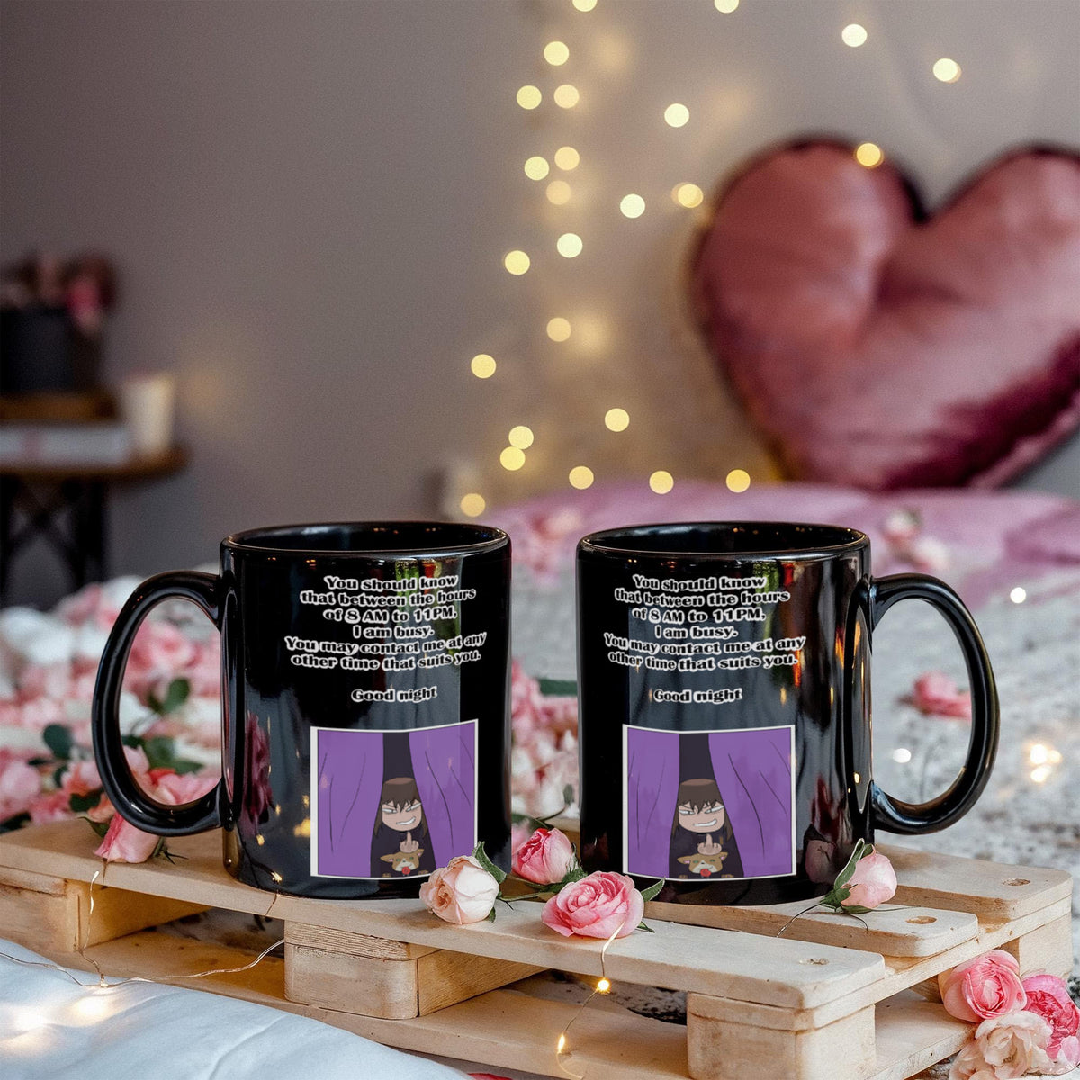 I Am Busy 8AM–11PM — Night Owl Black Mug