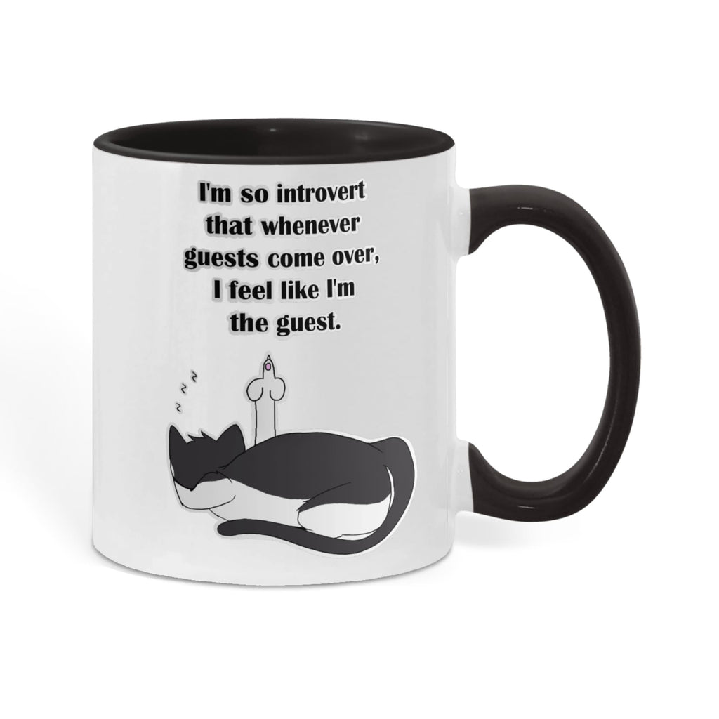 When Guests Arrive, I Become the Guest — Funny Introvert Cat Mug - Color Variation