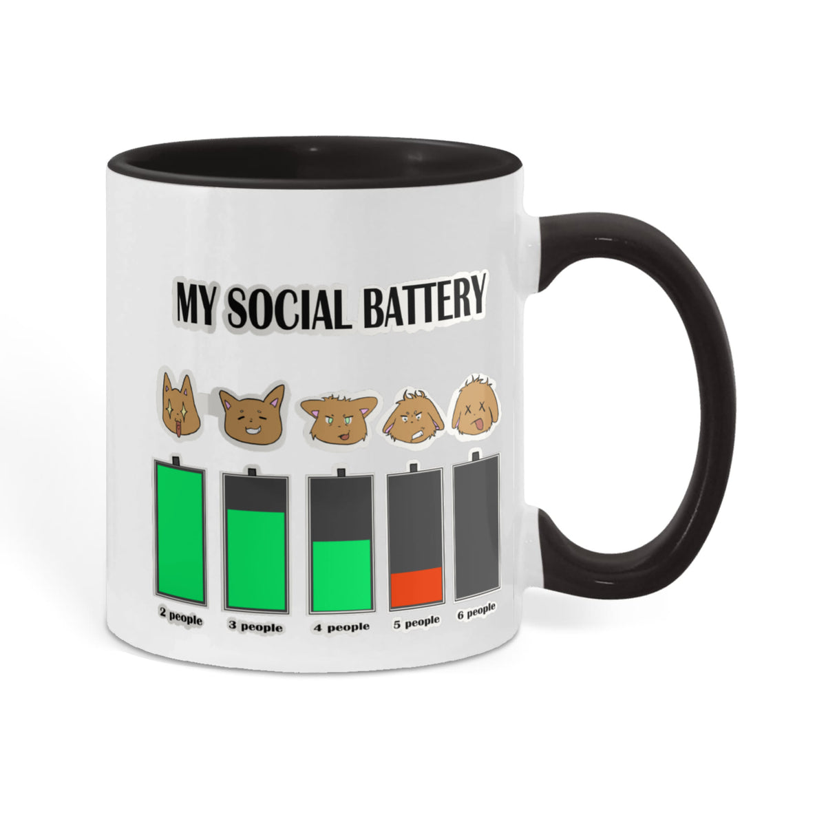 My Social Battery — Funny Introvert Cat Mug (Colour Variation)