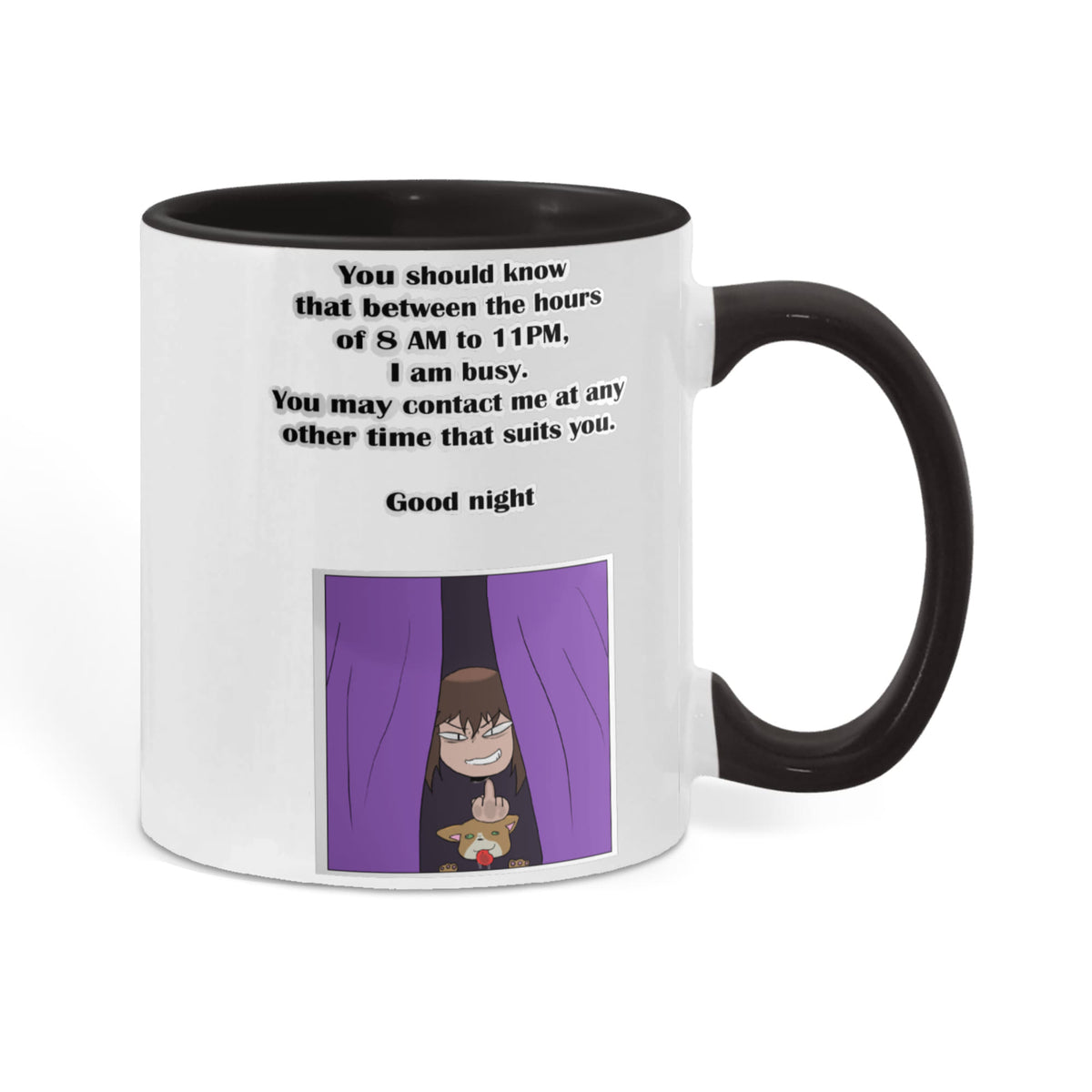 I Am Busy 8AM–11PM — Night Owl Mug (Colour Variation)