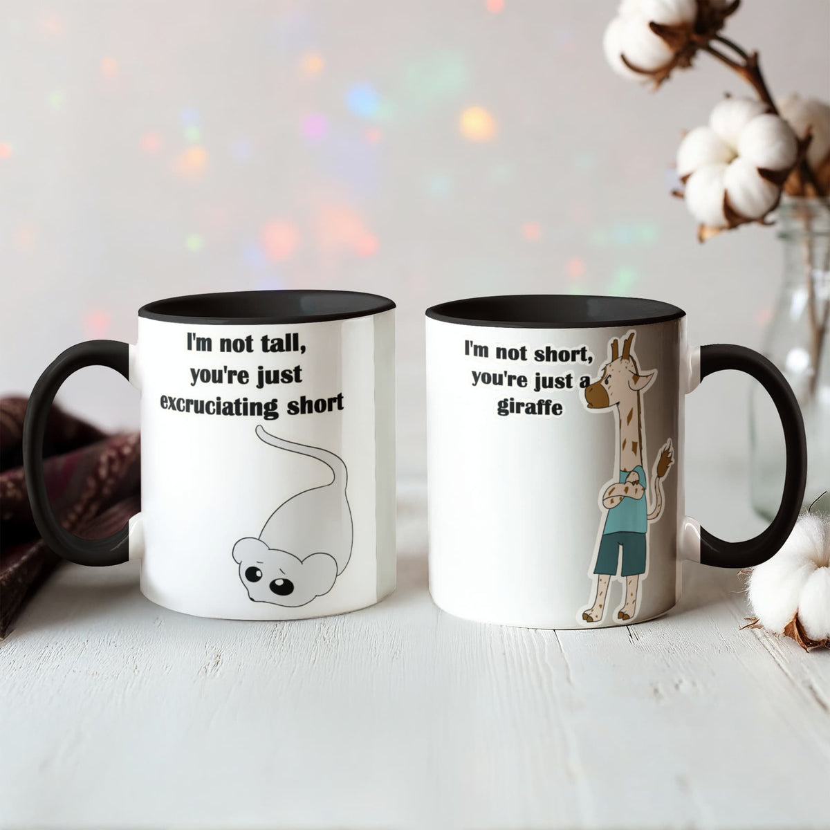 I'm Not Short & I'm Not Tall — Giraffe & Mouse Edition Mug (Colour Variation)
