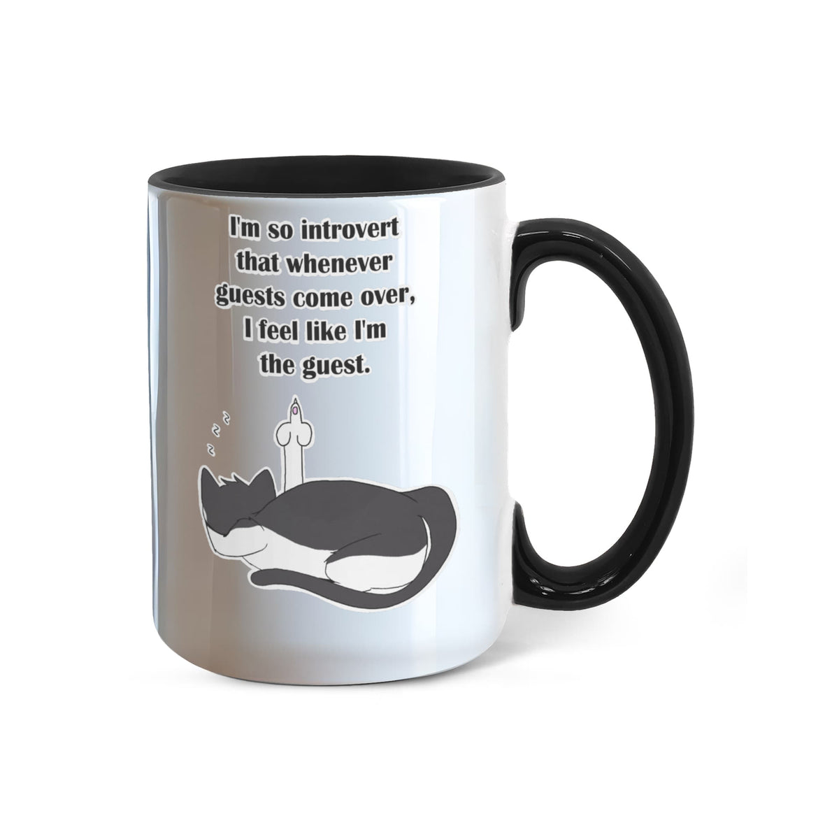 When Guests Arrive, I Become the Guest — Funny Introvert Cat Mug - Color Variation