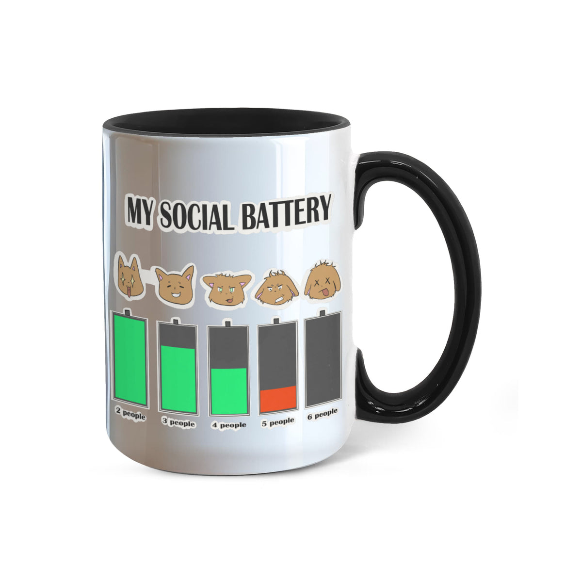 My Social Battery — Funny Introvert Cat Mug (Colour Variation)