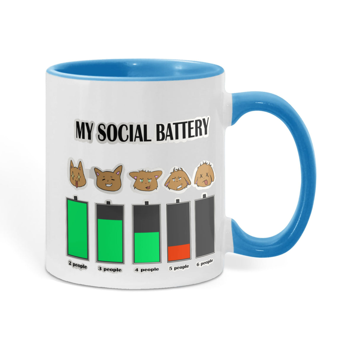 My Social Battery — Funny Introvert Cat Mug (Colour Variation)