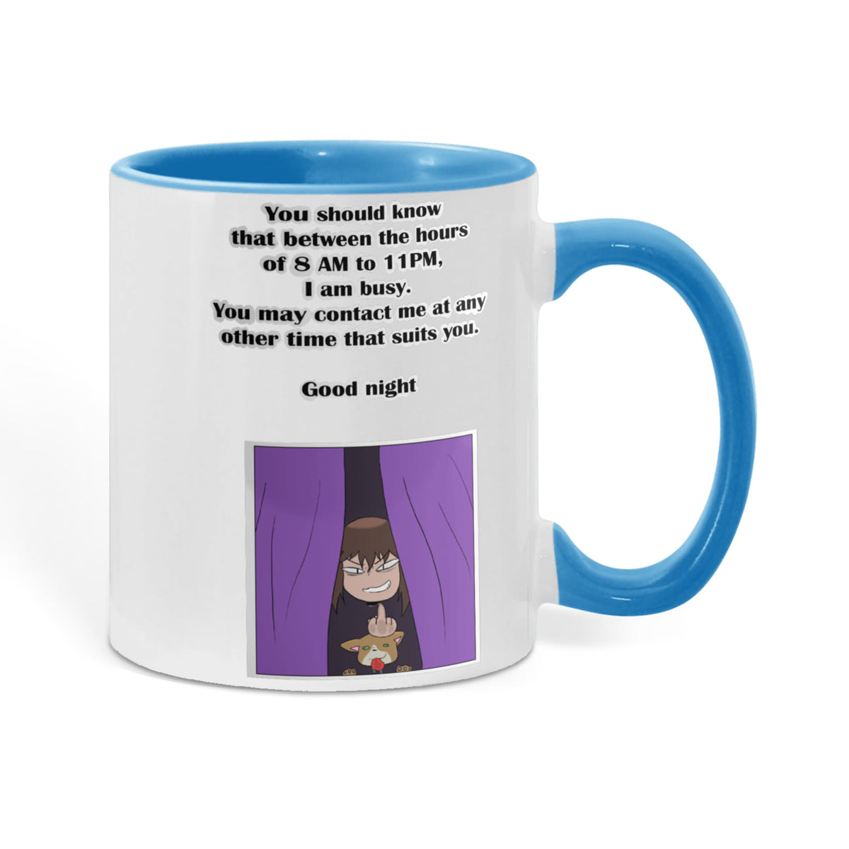 I Am Busy 8AM–11PM — Night Owl Mug (Colour Variation)