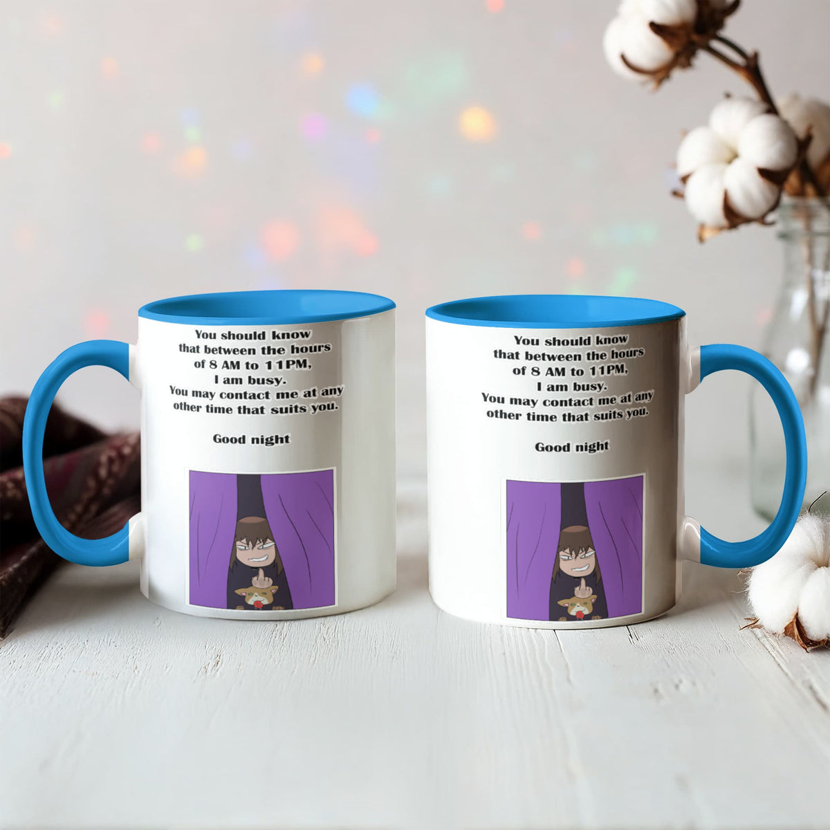 I Am Busy 8AM–11PM — Night Owl Mug (Colour Variation)