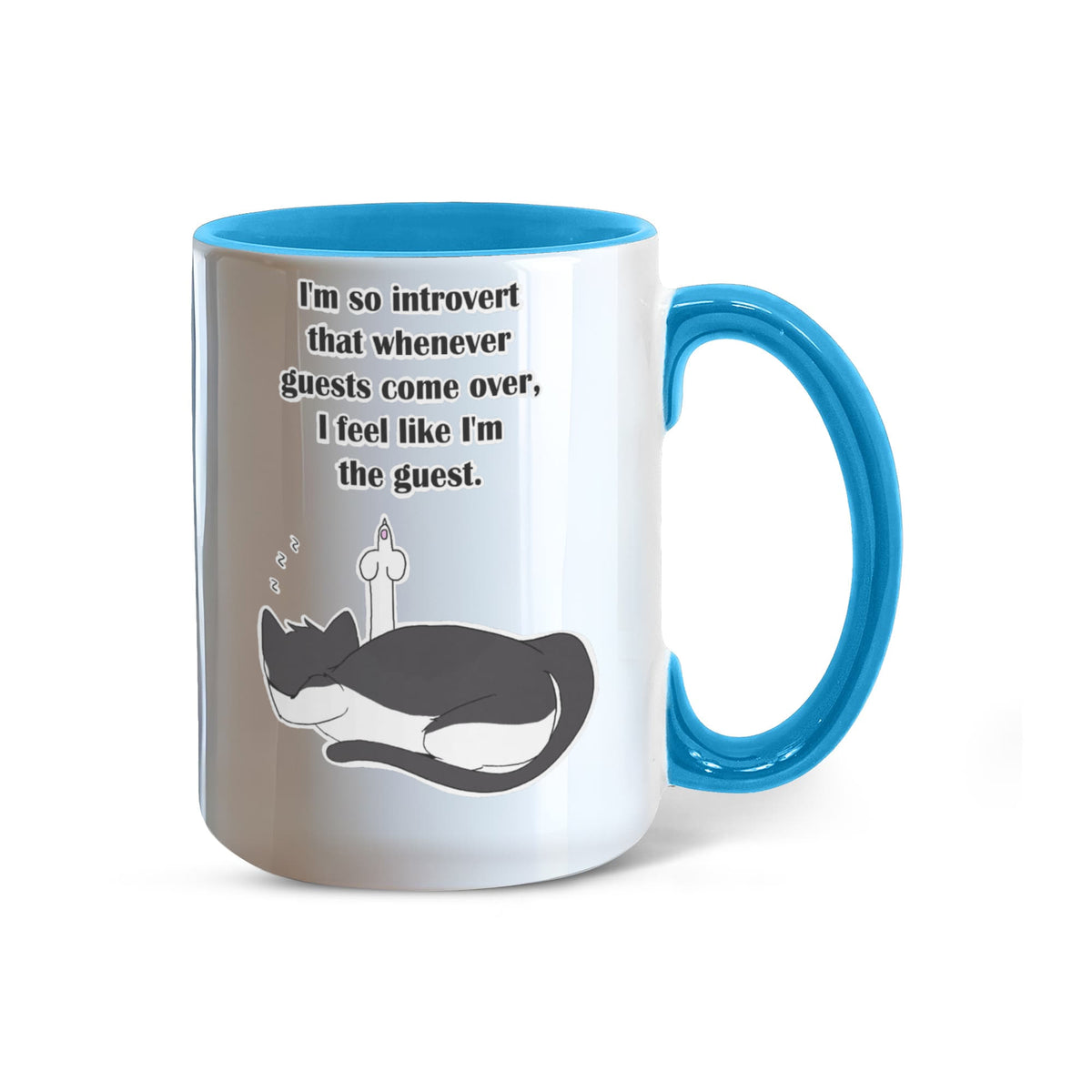 When Guests Arrive, I Become the Guest — Funny Introvert Cat Mug - Color Variation