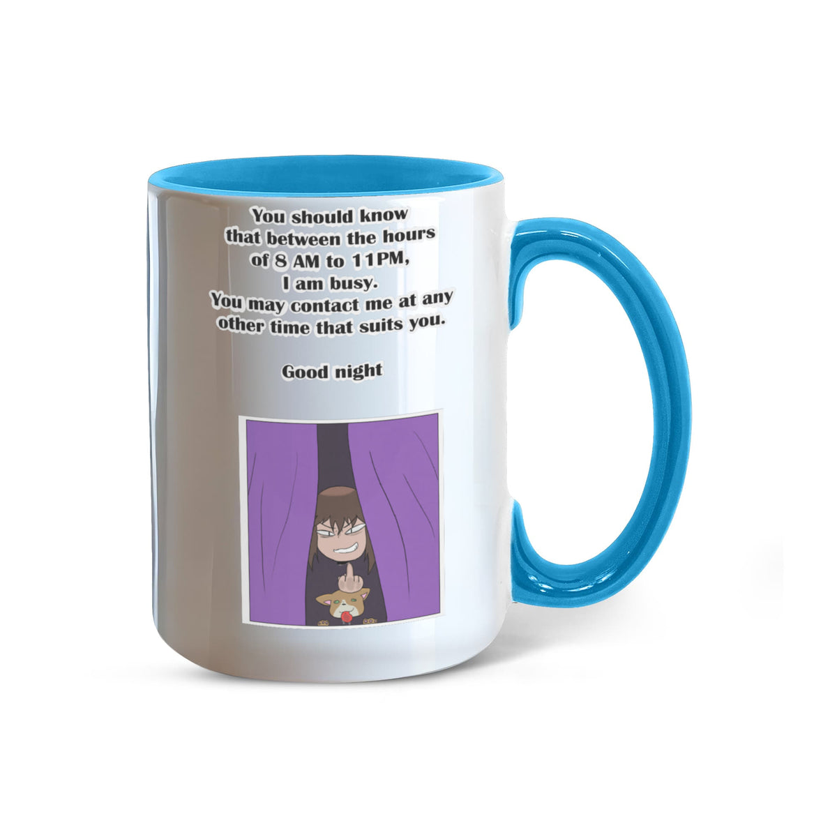 I Am Busy 8AM–11PM — Night Owl Mug (Colour Variation)