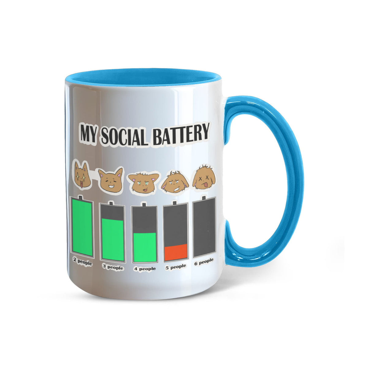 My Social Battery — Funny Introvert Cat Mug (Colour Variation)