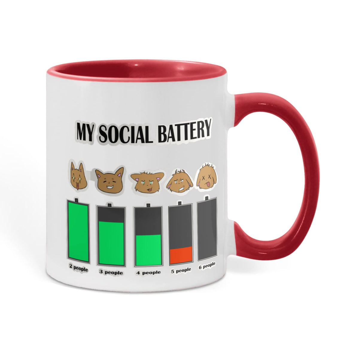 My Social Battery — Funny Introvert Cat Mug (Colour Variation)