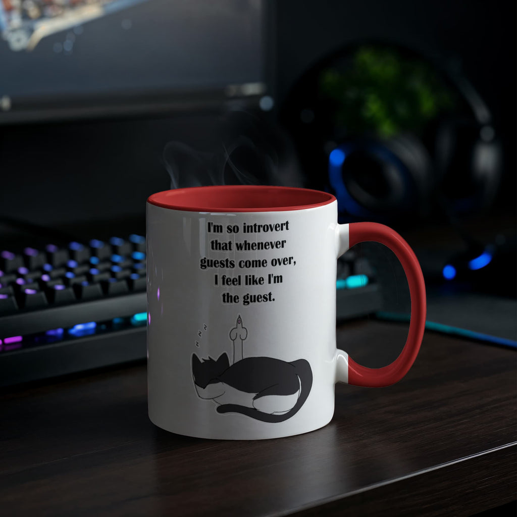 When Guests Arrive, I Become the Guest — Funny Introvert Cat Mug - Color Variation