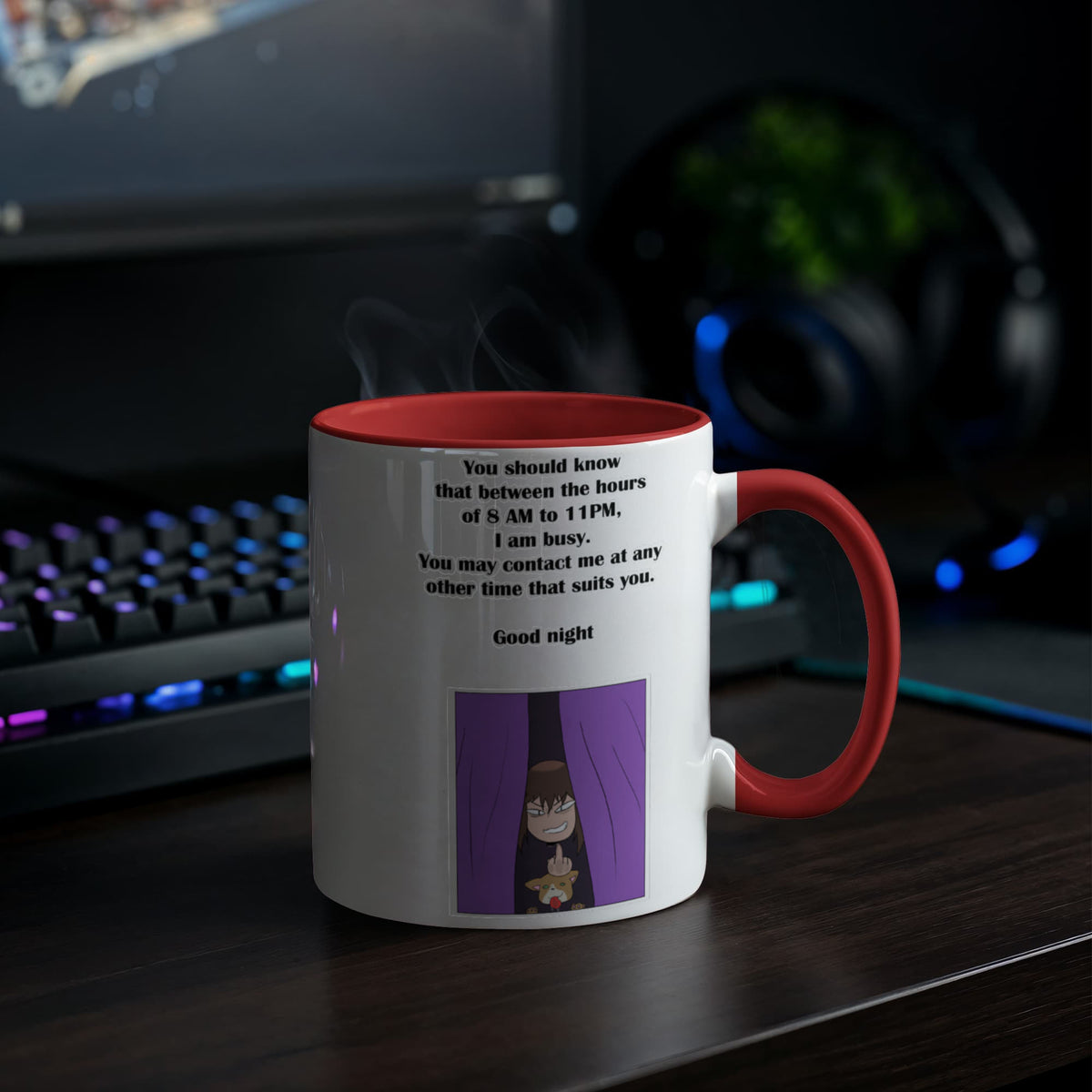 I Am Busy 8AM–11PM — Night Owl Mug (Colour Variation)