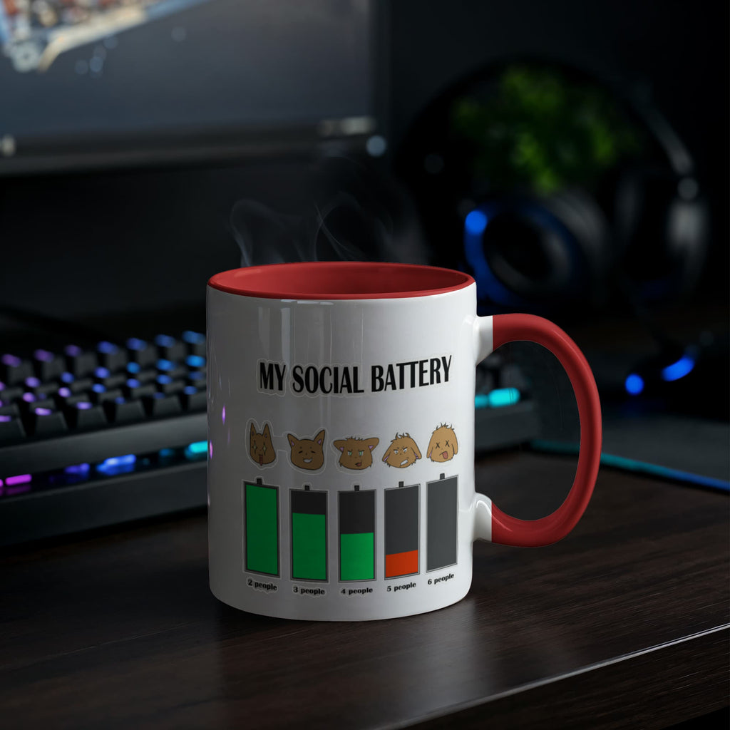 My Social Battery — Funny Introvert Cat Mug (Colour Variation)