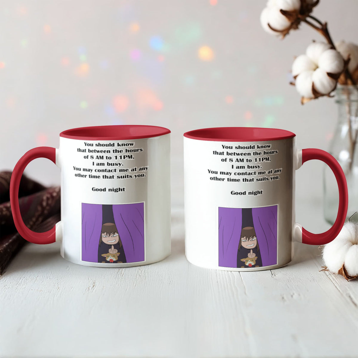 I Am Busy 8AM–11PM — Night Owl Mug (Colour Variation)