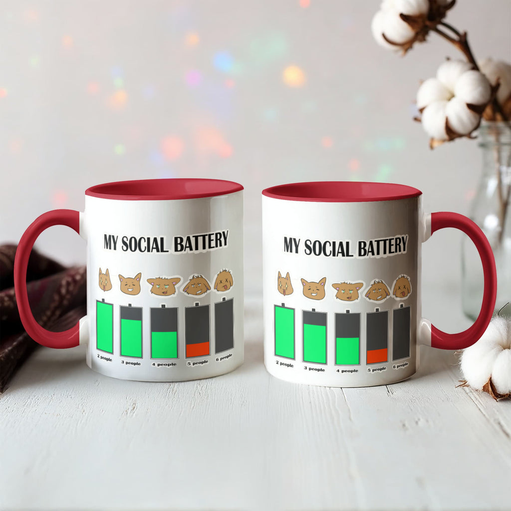 My Social Battery — Funny Introvert Cat Mug (Colour Variation)