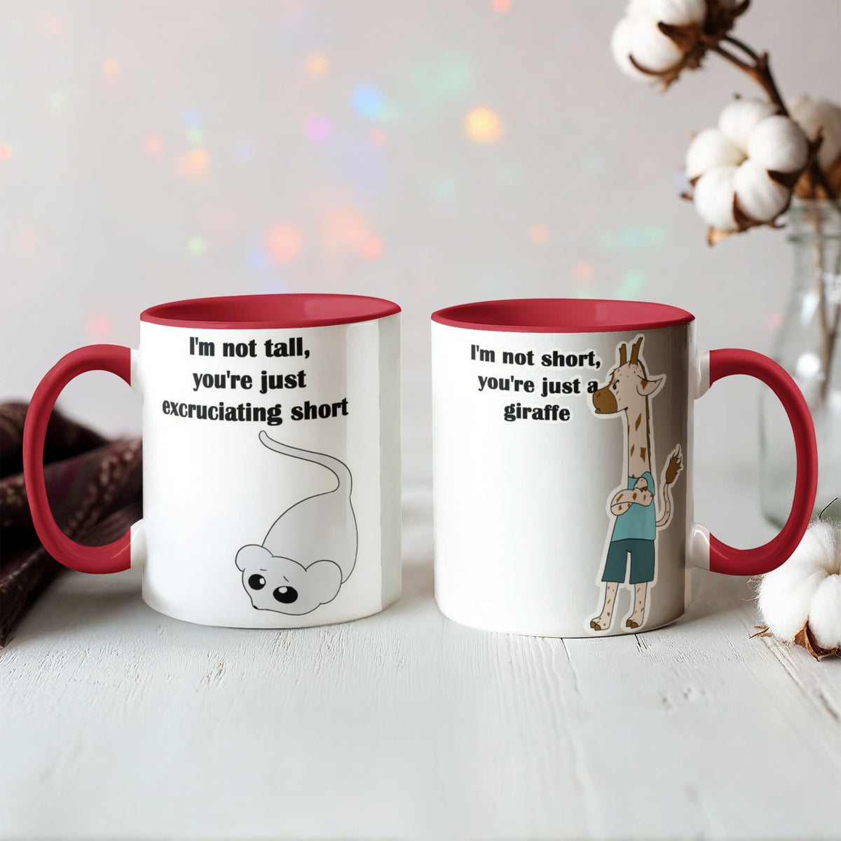 I'm Not Short & I'm Not Tall — Giraffe & Mouse Edition Mug (Colour Variation)