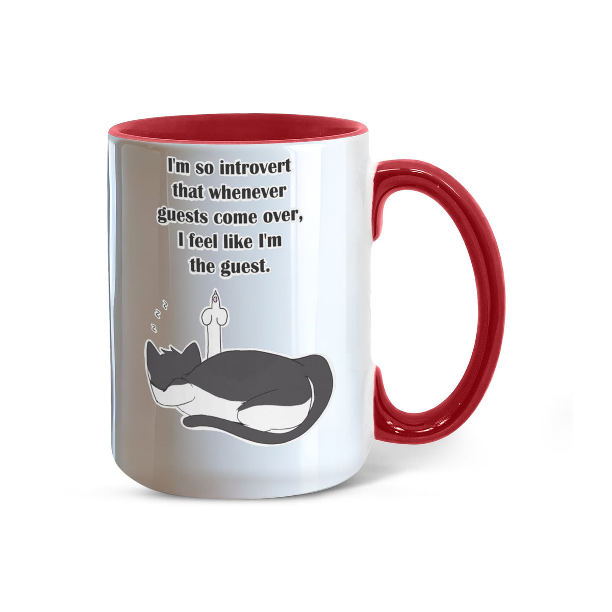 When Guests Arrive, I Become the Guest — Funny Introvert Cat Mug - Color Variation