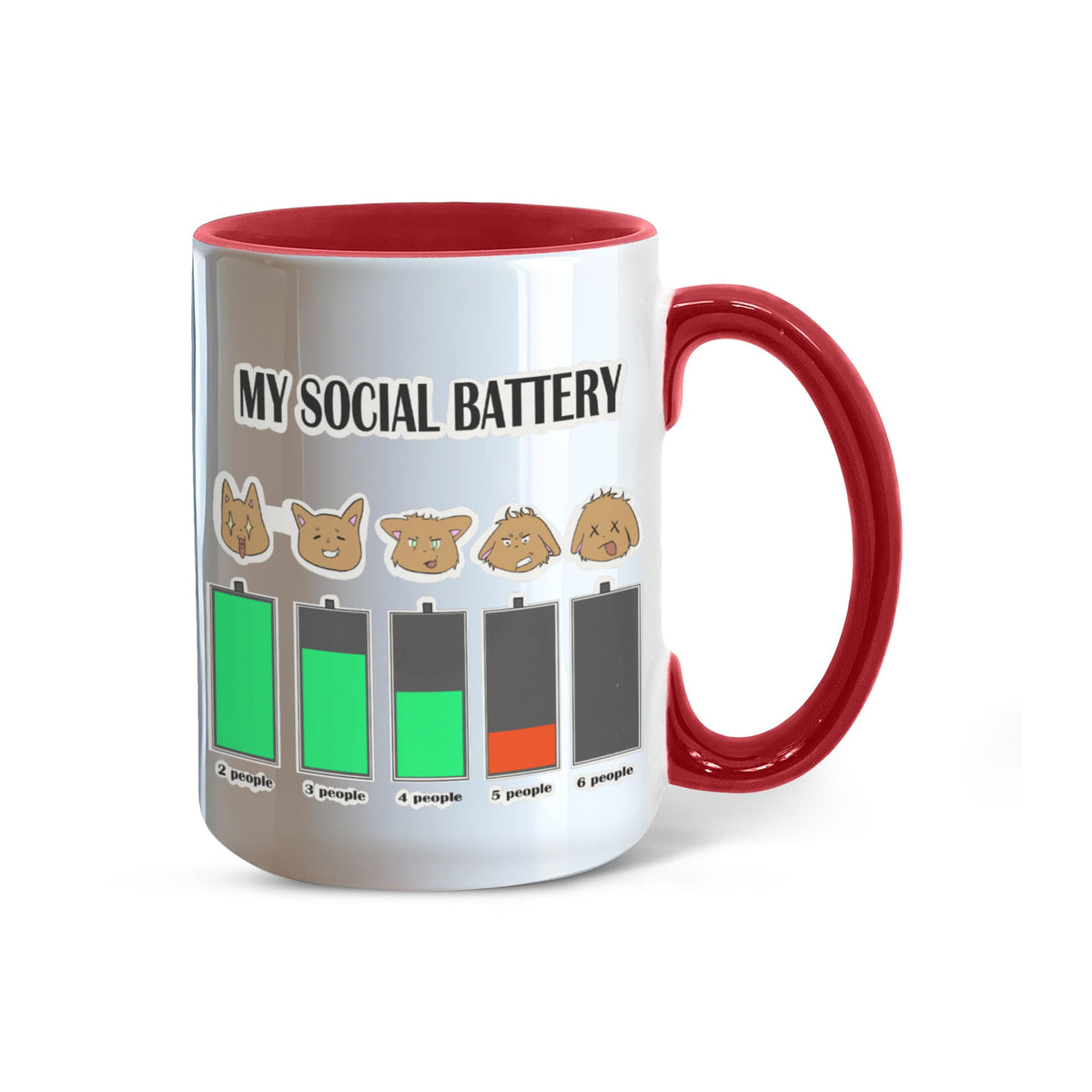 My Social Battery — Funny Introvert Cat Mug (Colour Variation)
