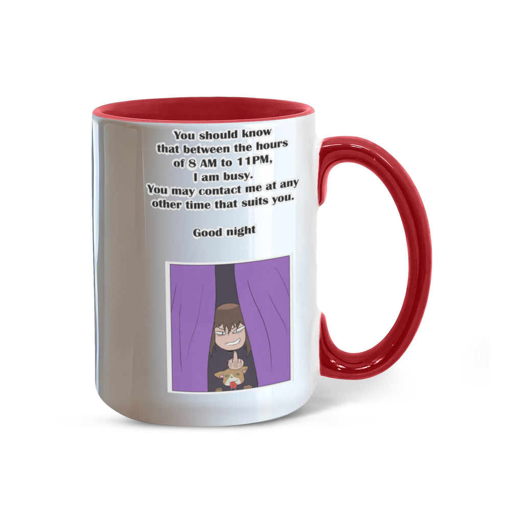 I Am Busy 8AM–11PM — Night Owl Mug (Colour Variation)
