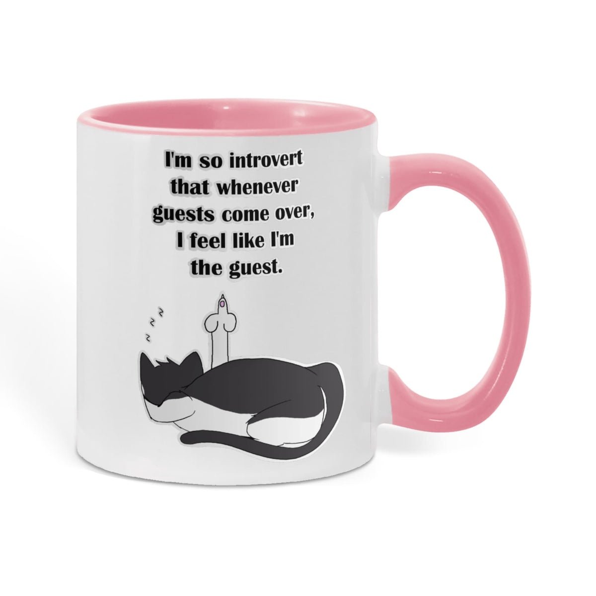 When Guests Arrive, I Become the Guest — Funny Introvert Cat Mug - Color Variation